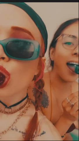 Barely Legal College latina Lesbian Lesbians Outdoor petite Pool redhead Porn GIF