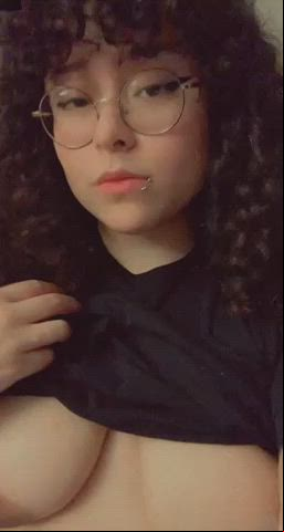 Ahegao Chubby Glasses latina Pierced fat Tongue Fetish Porn GIF