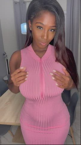 monstrous boobies Busty Close Up ebony Eye  gigantic melons Natural breasts Step-Mom Tease Porn GIF