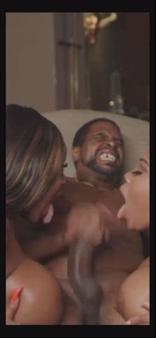 BBC enormous boobs oral sex sperm jizz In Mouth Cumshot black FFM Funny Porn Porn GIF